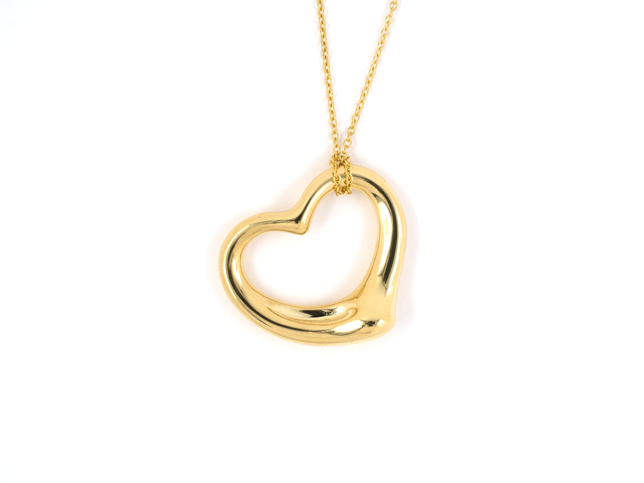 TIFFANY 18K Yellow Gold Return To Tiffany Heart Tag Key Pendant Necklace  690686 | FASHIONPHILE